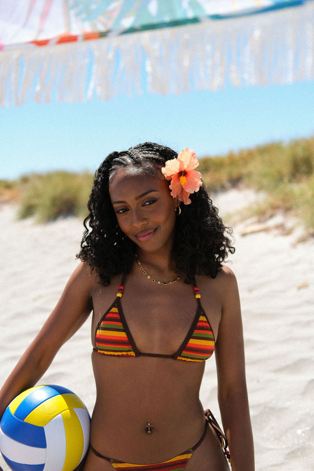 Camila Bikini Top: Red Stripe - Bertone Swim